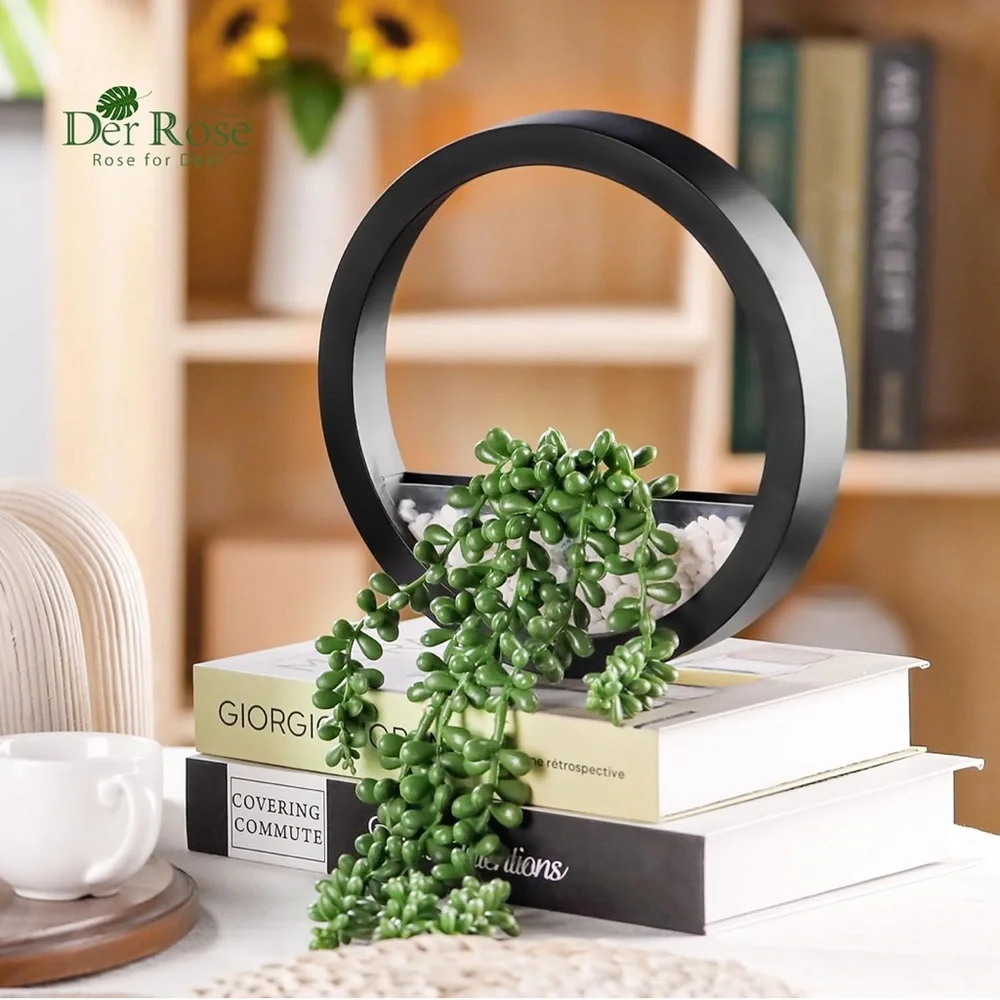 2 Pack Fake Plants Hanging Artificial Plants in Black Pots Boho